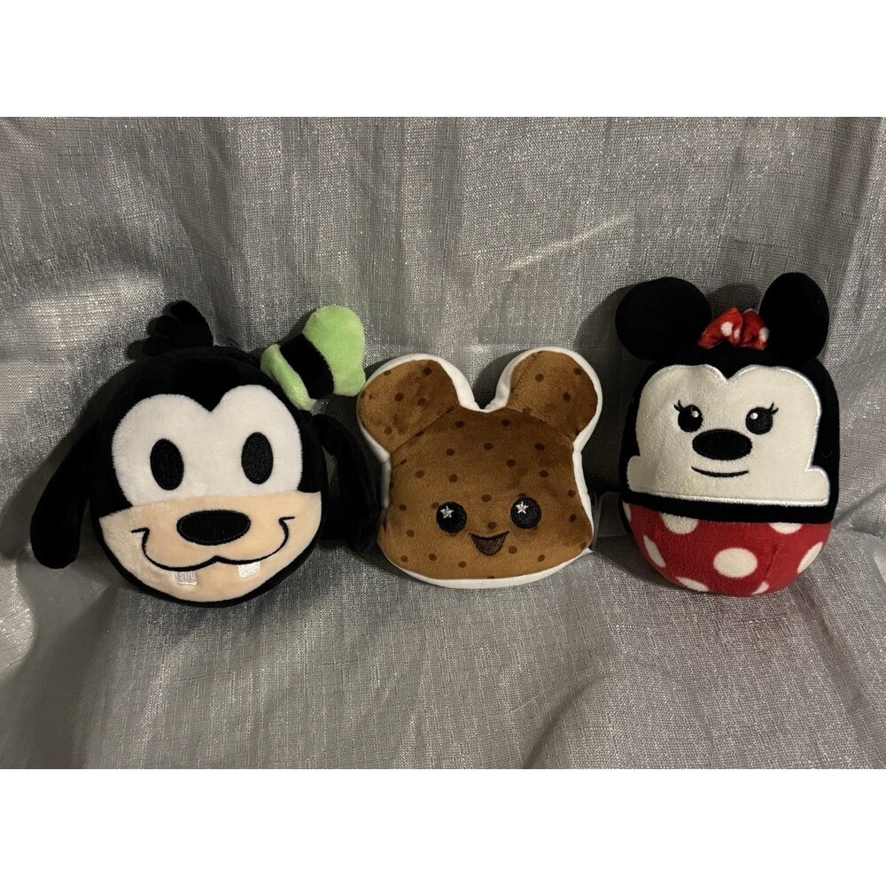Lot of 3 Disney Mini Plushies; Goofy, Park Ice Cream, & Minnie Mouse